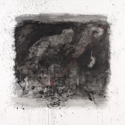 a. rezki, "sans titre", technique mixte sur toile, 162x188 cm, 2017