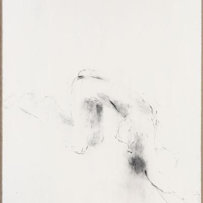 a. mandelbaum, "homme rampant d'après wilhem lehmbruck", fusain sur papier marouflé sur toile, 128x98 cm, 2011